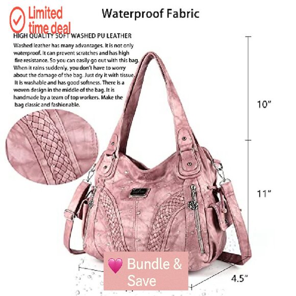 Large Tote Bag with Multiple Compartments, Adjustable Shoulder Strap, PU Leather - Picture 6 of 8